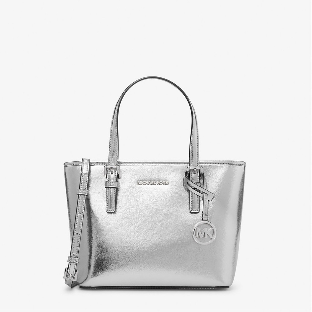🔥🔥Jet Set Travel Extra-Small Metallic Top-Zip Tote/crossbody Bag in Silver🔥🔥 - Picture 4 of 4